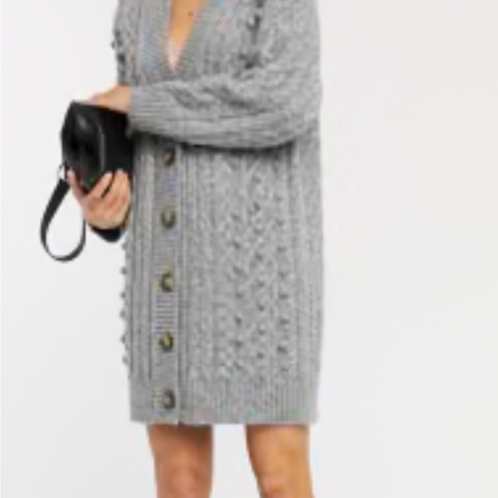 ASOS Gray Cable Knit Cardigan Sweater